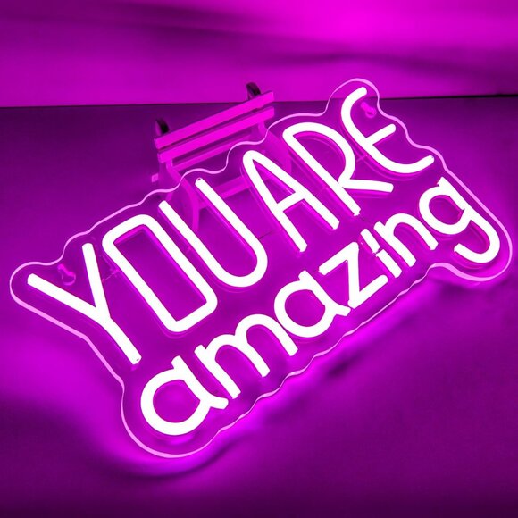 You Are Amazing Neon Sign,Pink Text You Are Amazing LED Neon Sign for Wall Decor - Picture 2 of 6